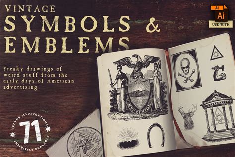 Vintage Symbols And Emblems Vectors Illustrations ~ Creative Market