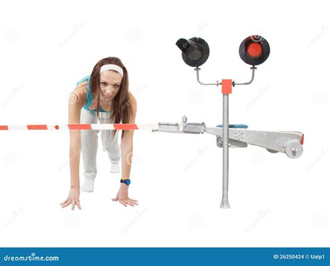 Girl At The Crouch Position Stock Photo Image Of Figure Health 26250424