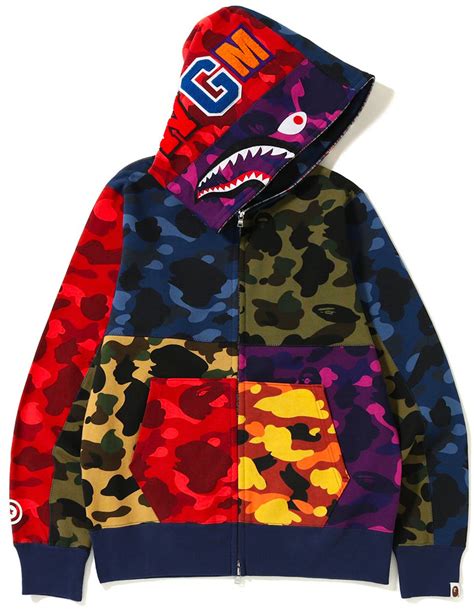 Bape Mix Camo Shark Hoodie Multi Fw18