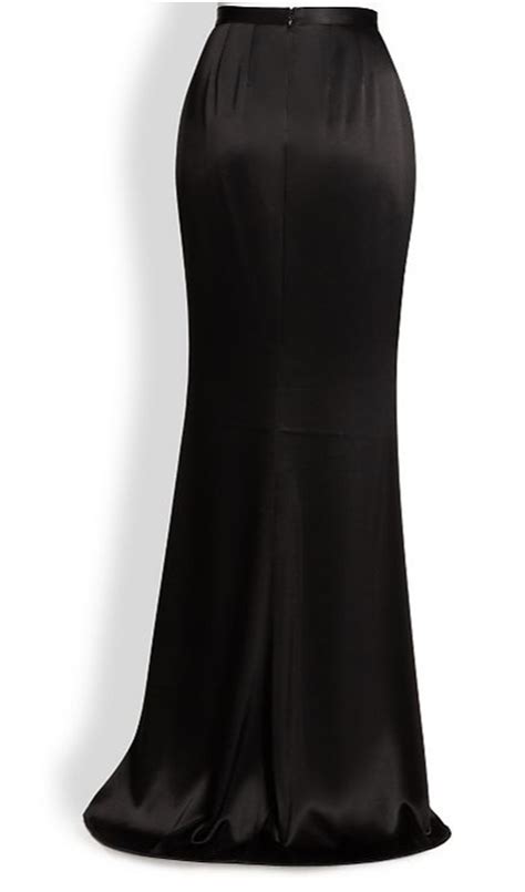 Black Satin Maxi Skirt With Open Front Split Elizabeths Custom Skirts