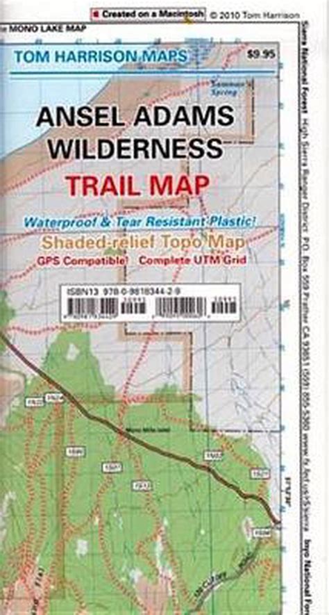 Ansel Adams Wilderness Trail Map Shaded Relief Topo Map
