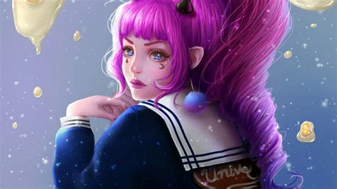 Download 1366x768 Wallpaper Fantasy Pink Hair Girl Art Tablet