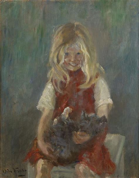 Ingrid With Cat Painting Oda Krohg Oil Paintings