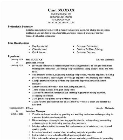 • your resume should not exceed one page because recruiters are short of time and don't bother perusing the second page. Production Worker Samples | Resumes | LiveCareer.com
