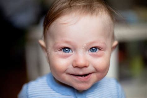 Portrait Of A Cute Blue Eyed Baby Boy Stock Photo Image Of Cute