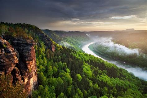 ► landscape architecture in the czech republic‎ (8 c, 1 f). nature, Landscape, River, Forest, Mist, Sunset, Czech ...
