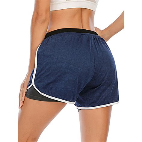 Dodoing Womens Quick Dry Sport Shorts Double Layer Running Yoga