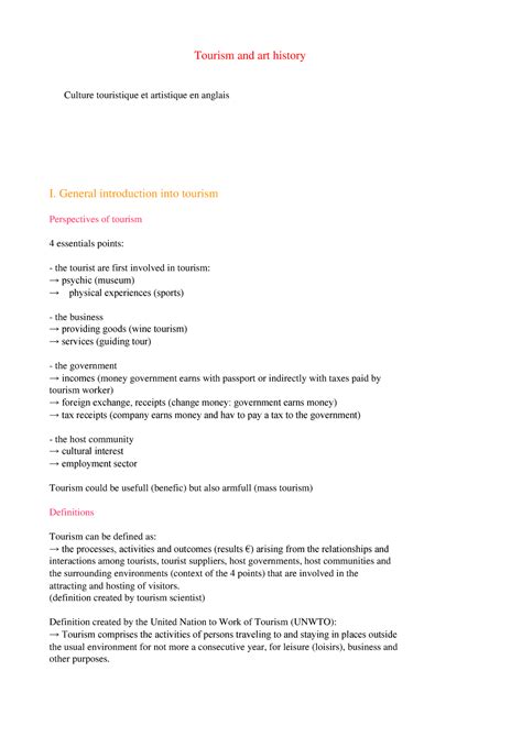 Tourism and art history - Tourism and art history Culture touristique