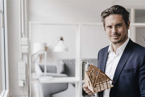 Architect Holding Architectural Model — Office House Stock Photo