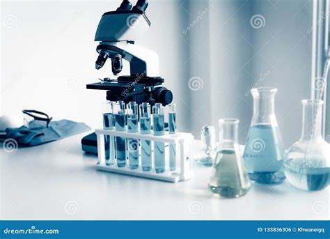 Chemistry Microscope In Laboratory Research Room Stock Photo Image Of