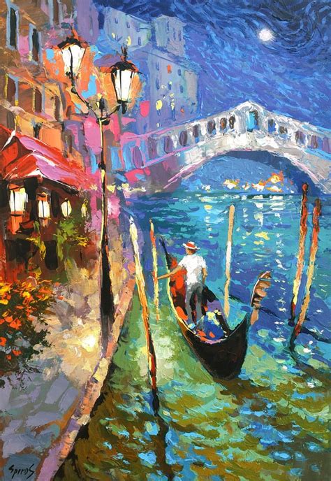 Mysterious Moonlight Venice Italy Oil Painting On Canvas By Etsy