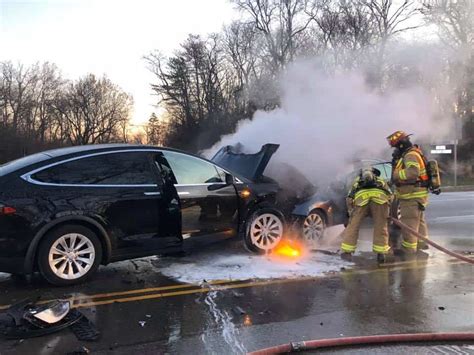 Tesla Suv Catches On Fire After Head On Crash In Barrington