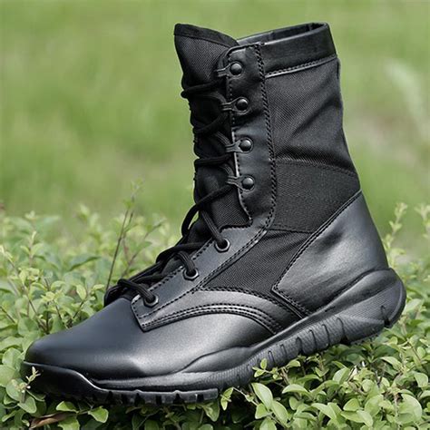 Outdoor Black Military Combat Boots Lightweight Tactical Hiking Shoes