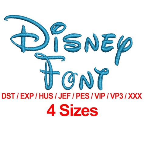 Disney Font 4 Sizes Machine Embroidery Design Fonts Etsy