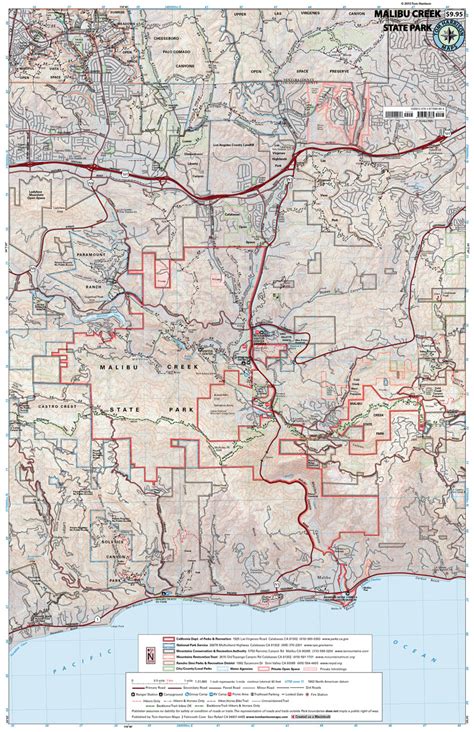 The trails illustrated santa monica mountains map is less detailed, but covers the entire santa monica mountains in one map (half on each side). Malibu Creek State Park - Tom Harrison Maps