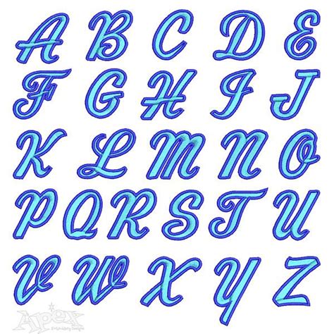 Check out our embroidery alphabet selection for the very best in unique or custom, handmade pieces from our patterns shops. Sports Script Two Color Embroidery Fonts | Apex Embroidery Designs ...