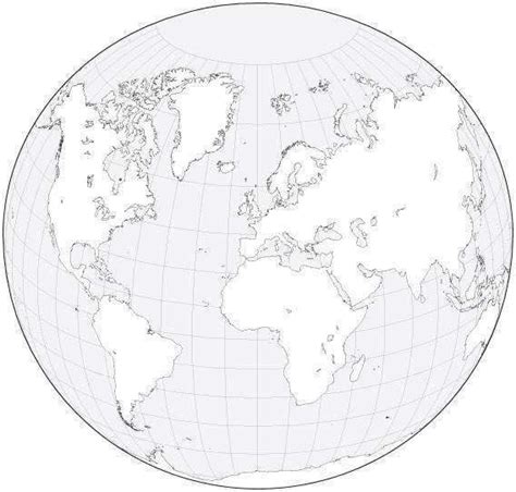 World Black And White Blank Outline Map Circular Projection