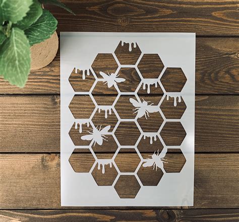 Reusable Honeycomb Stencilhoneycomb Stencil With Honey Etsy