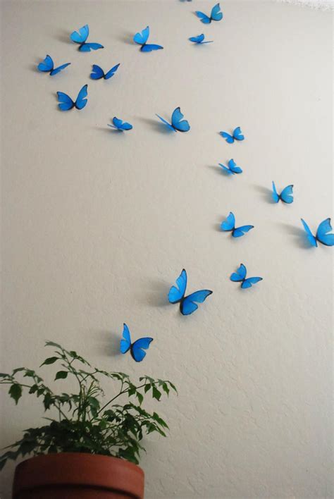 3d Cyan Wall Butterflies Set Of 20 Etsy In 2021 Butterfly Room