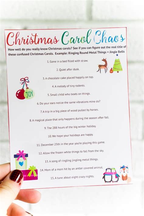 45 Hilarious Christmas Party Games Christmas Carol Game Funny