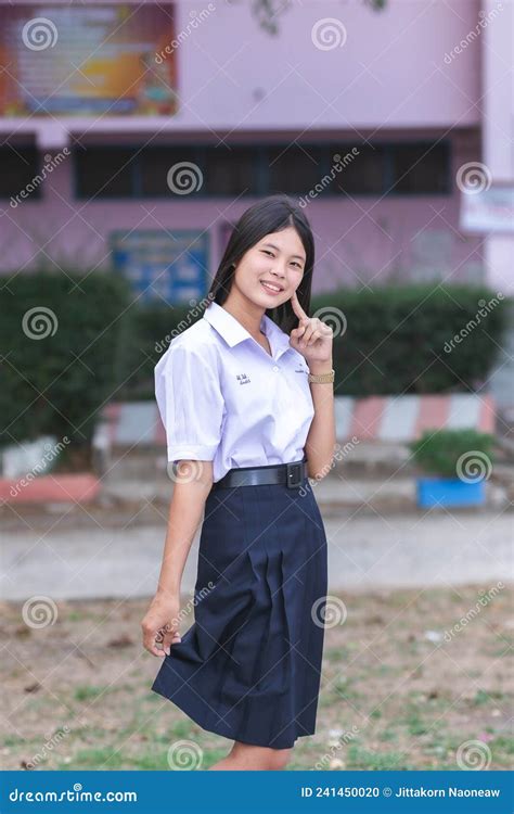 Female Students In School Uniforms In Thai Schools Stock Photo Image