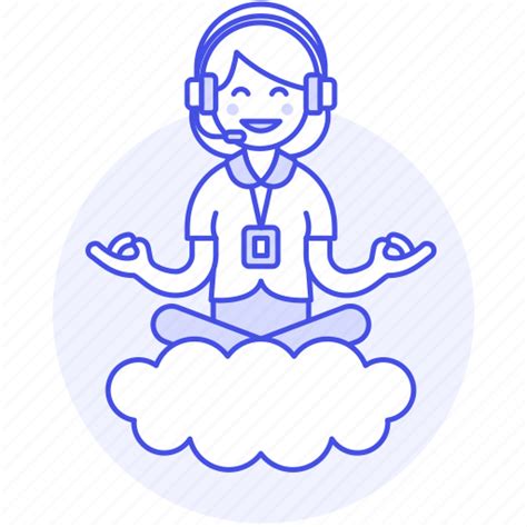 Assistant Call Center Cloud Customer Female Headset Icon