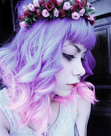 Hair Piercing Curls Pink Purple Hair Pastel Pastel Hair
