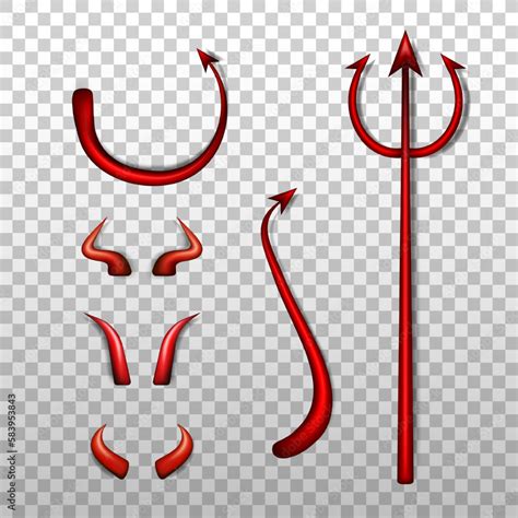 Vettoriale Stock Collection Of Realistic 3d Devil Costume Elements