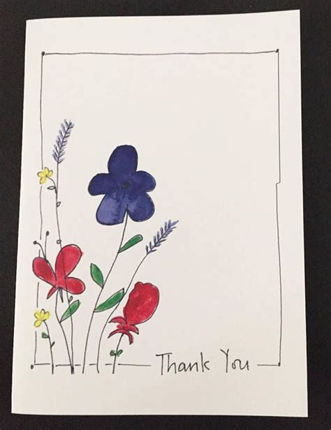 Digital Thank You Card Watercolor And Ink Hand Drawn Paint Cards