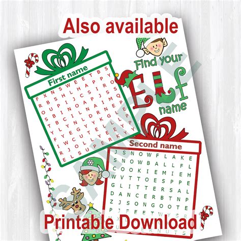Whats Your Naughty Elf Name 8 X 10 Etsy Canada