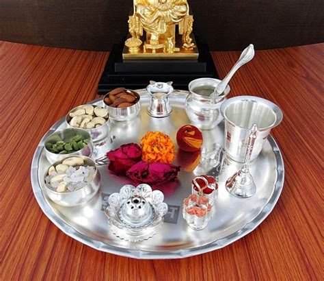 12 Inch Silver Plated Pooja Thali Set Occasional T Pooja Thali
