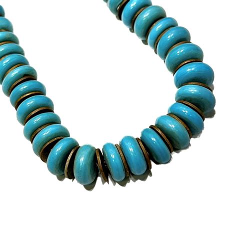 Native American Turquoise Vintage Disk Necklace Hand Gem
