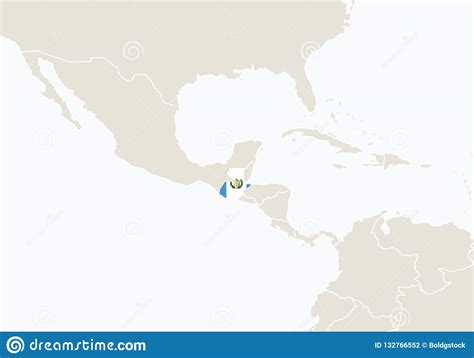 Central America With Highlighted Guatemala Map Stock