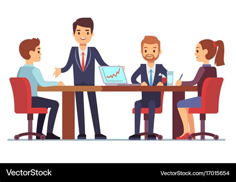 Business Meeting In Office At Conference Table Vector Image