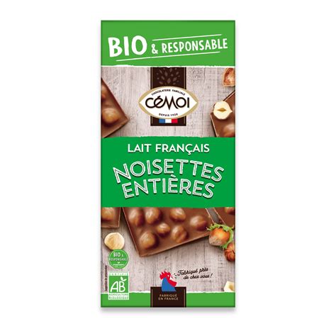 Tablette Bio Gourmande Chocolat au Lait et aux Noisettes Cémoi CEMOI