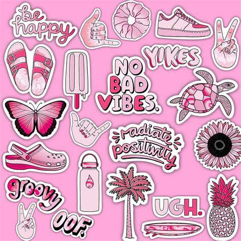 Aesthetic google meet logo pink. Pink Aesthetic Sticker 23 Pack LARGE 3" x 3" | Big Moods