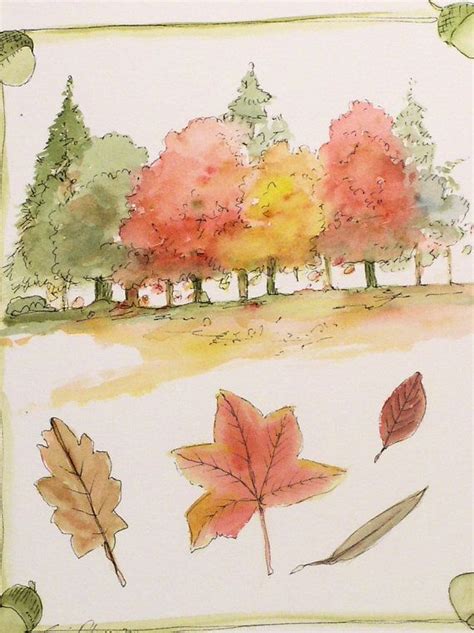 Original Watercolor Painting Trees Illustration Fall Trees In Etsy