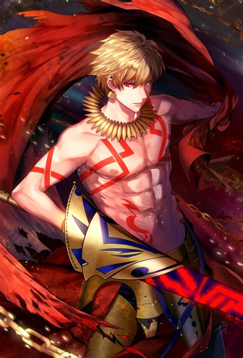 He is the kind of badass guy. Wallpaper Gilgamesh, Fate Grand Order, Anime Boy, Blonde, Spear, Chain, Red Eyes - WallpaperMaiden