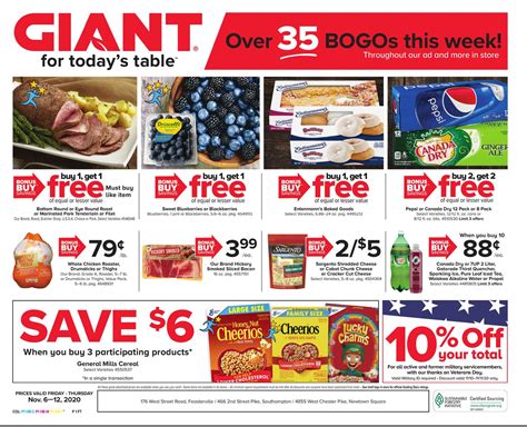 Prices and select sale items may vary by location. Giant Food Stores Weekly Ad Circular (Nov 6 - Nov 12, 2020)