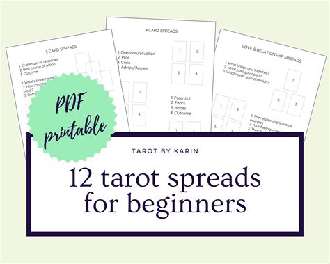 12 Tarot Spreads For Beginners General 3 4 Card Spreads Etsy Sweden