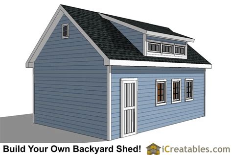 Storage shed with loft and front porch |. 16x24 Shed Plans With Dormer | iCreatables.com