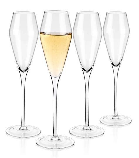 Buy Luxbe Champagne Crystal Glasses Set Of 4 Tulip Shape Modern Elegant Sparking Wine