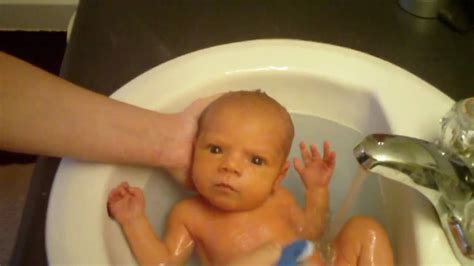 Plain water is safer for your baby's skin during in the first month. First Bath For Baby Bug! (Episode 19) - YouTube
