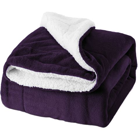 Fleece Sherpa Throw Blanket Purple Reversible Plush Kids Throw Blankets