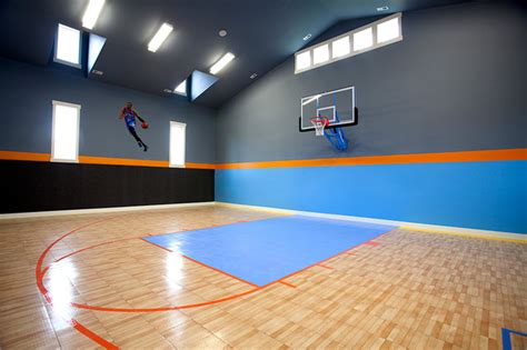 Indoor Basketball Court Transitional Home Gym Salt Lake City By