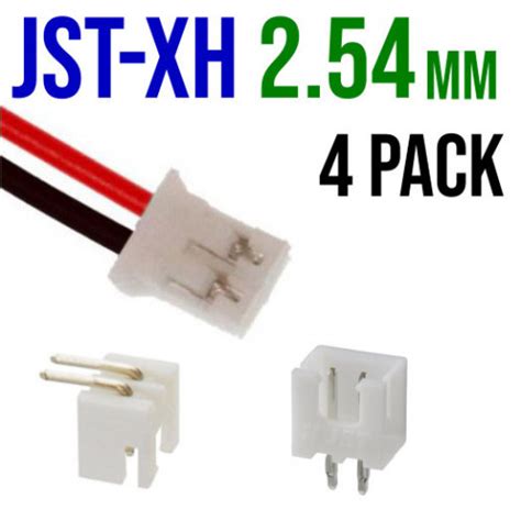 JST XH 2 Pin Connector Kit Pitch 2 54mm 4 Pack