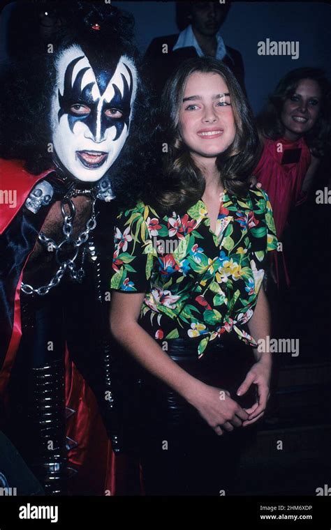 Los Angeles Ca April 04 Gene Simmons Of Kiss And Brooke Shields