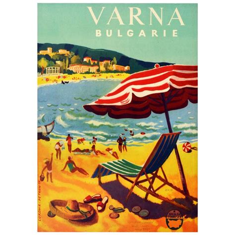 Original Vintage Poster Varna Bulgaria Black Sea Coast Summer Travel