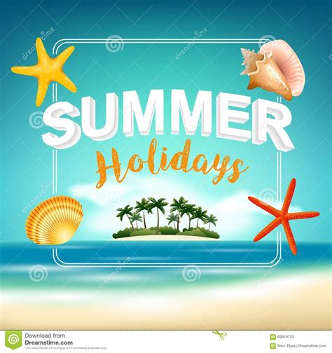 Summer Holiday On Beach View Poster Stock Vector - Illustration of ...