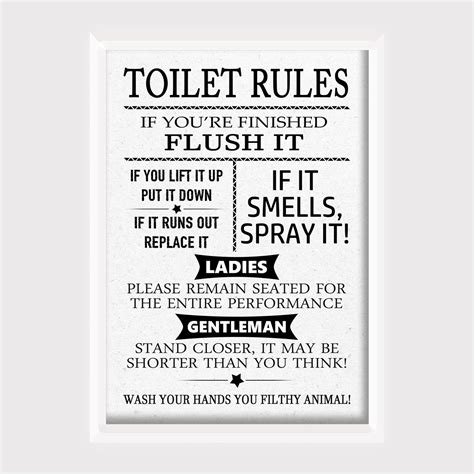 Toilet Rules Bathroom Print Cloud Nine Treasures